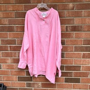 La. Fixsun pink 100% linen tunic style top.